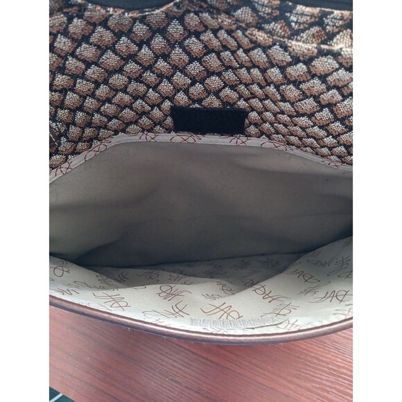 Vintage Diane von Furstenberg Tapestry Weekender Tote Bag Brown Zip Top EUC - Picture 4 of 6